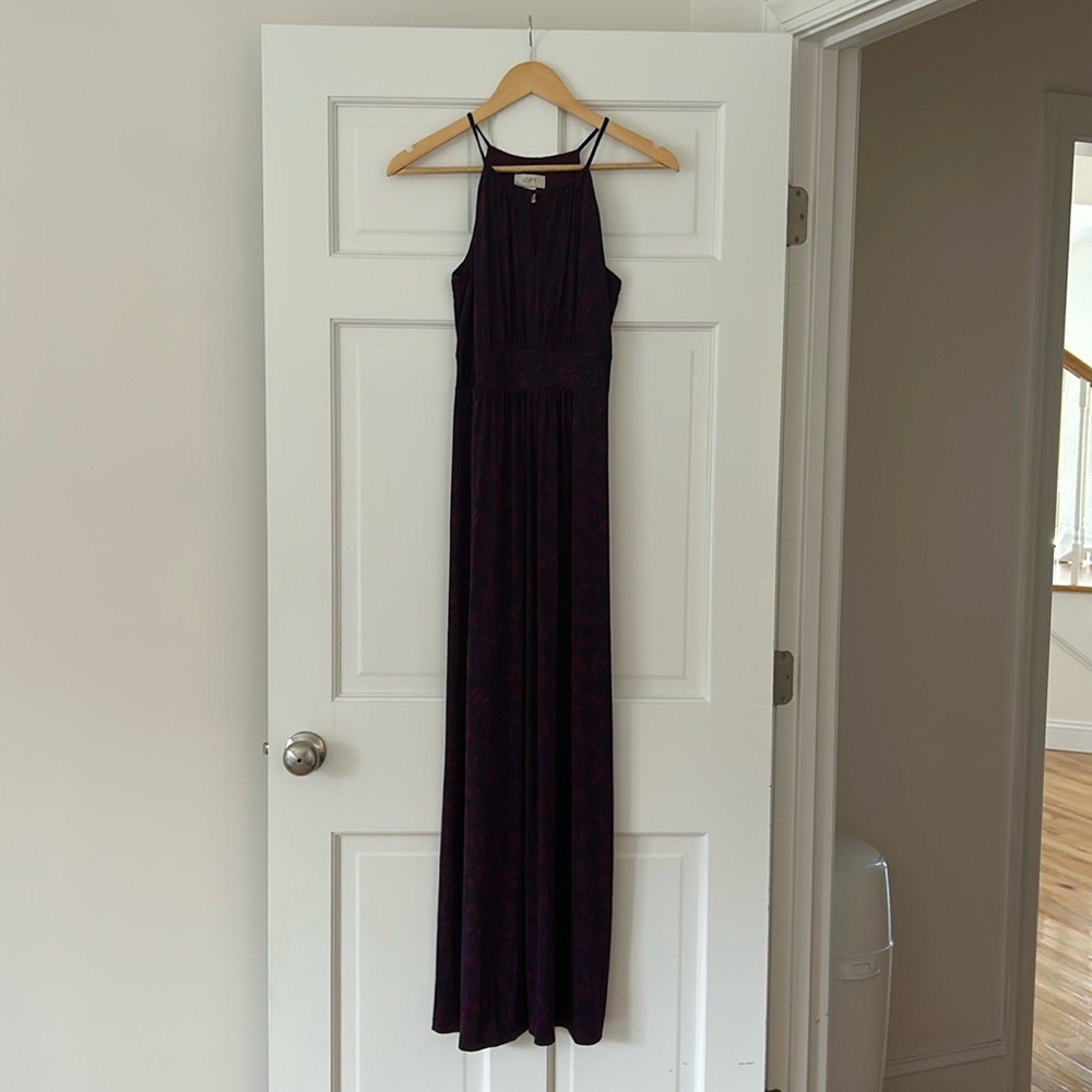 LOFT Maxi Dress - Navy and Dark Purple Print